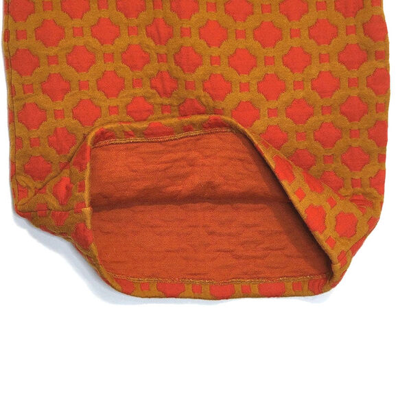 Anthropologie Charlie & Robin Quilted Pencil Mini Skirt Orange Tan Geometric 10 - Picture 9 of 16